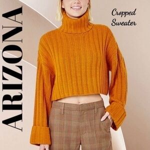 NWT ARIZONA Jr’s Relaxed Fit Long Sleeve Cropped Turtleneck Pullover Sweater-Md